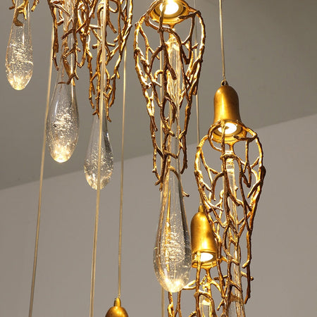 Chandelier Modern Brass Crystal Copper Pendant Hanging Glass Drops Pendant Lights