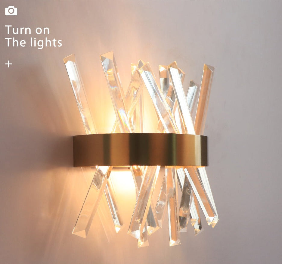 Wall Lamps Modern Gold LED Crystal Wall Sconce Lights