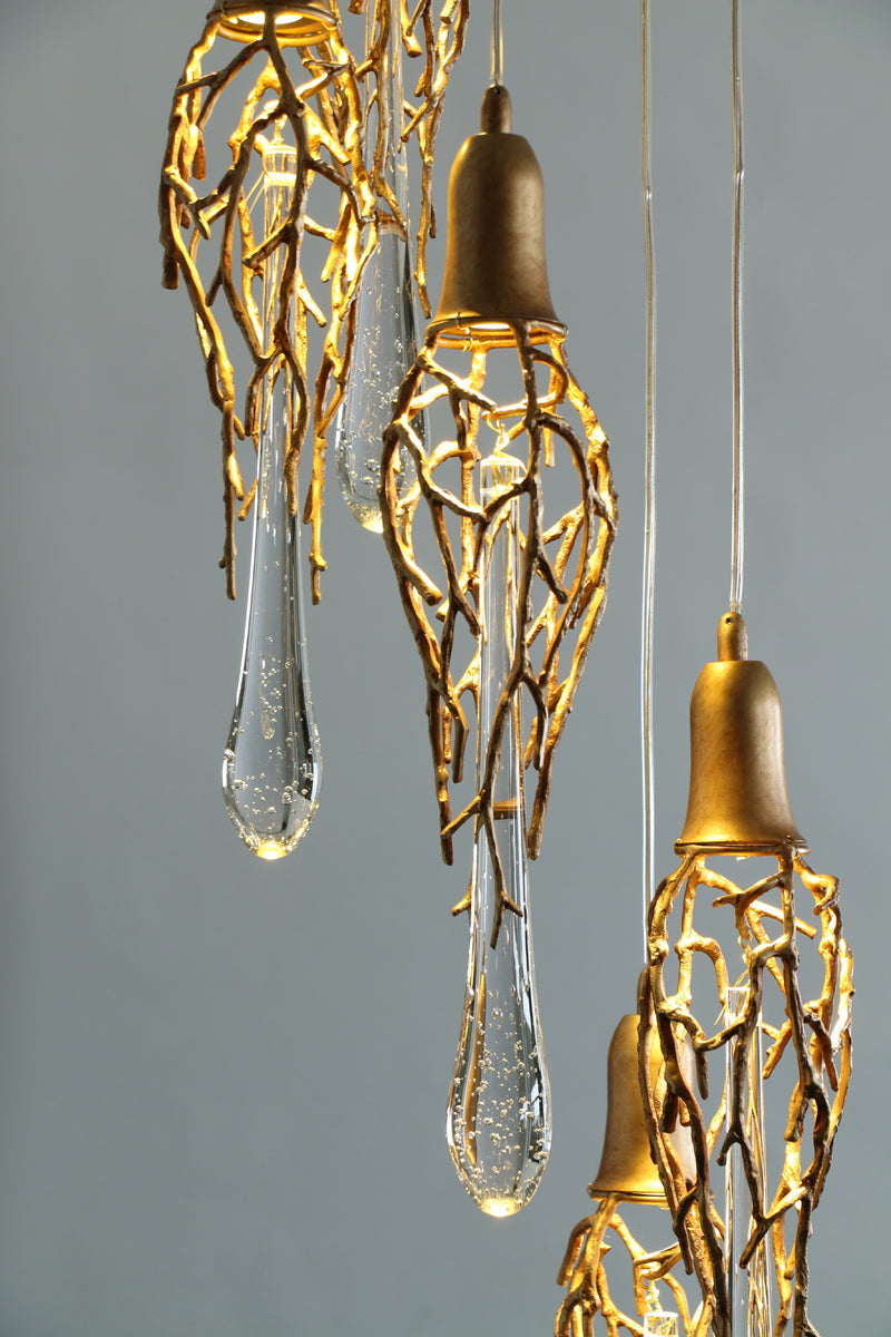 Chandelier Modern Brass Crystal Copper Pendant Hanging Glass Drops Pendant Lights