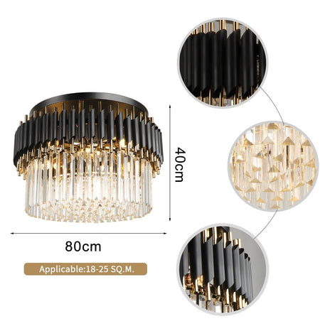 Ceiling Light Luxury Black Modern Home Crystal Ceiling Lights Fixture Leuchter