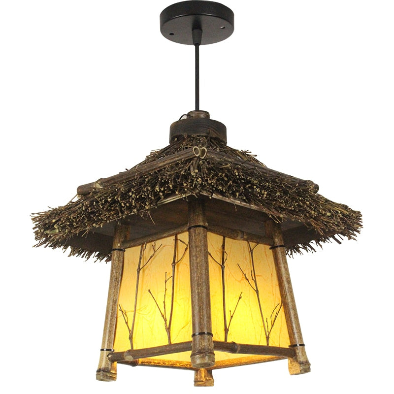 Bamboo Pendant Light Loft Ceiling Hanging Wood Pendant Lights