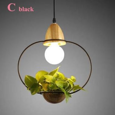 Pendant Light Green Plant Wrought Iron Circle Glass Bowl Pendant Lights