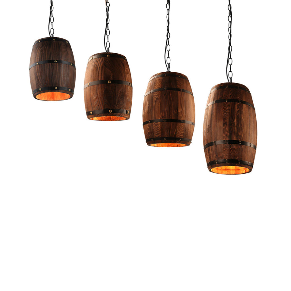 Luces colgantes American Country Madera natural Barril de vino E27 Luces colgantes