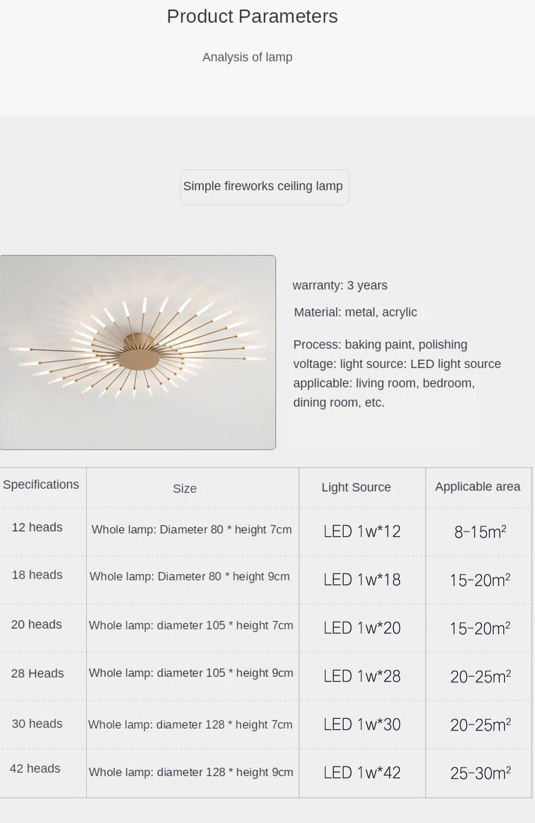 Ceiling Light Nordic Led Gold Fireworks Modern Lighting Fixture Ceiling Lights