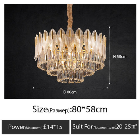 Chandelier Postmodern Crystal Light Living Dining Bedroom Round Chandeliers