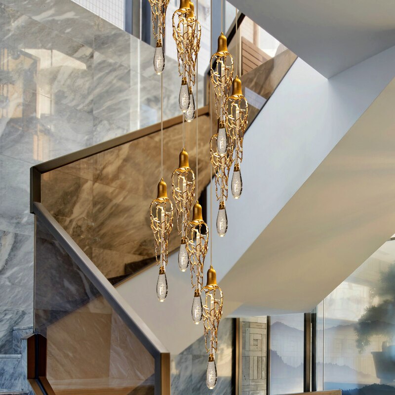 Chandelier Modern Brass Crystal Copper Pendant Hanging Glass Drops Pendant Lights