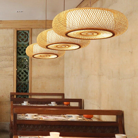 Pendant Light Bamboo Hanging Cover Wood Pendant Lights