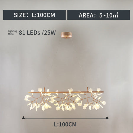 Chandelier Firefly LED Light Stylish Tree Branch Metal Round Living Room Lights Chandeliers