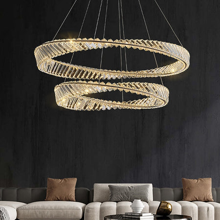 Chandelier Crystal Modern Led Remote Control Pendant Hanging Light Chandeliers