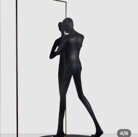 Floor Lamp Black Humanoid Holding Glass Ball Art Sculpture Floor Light