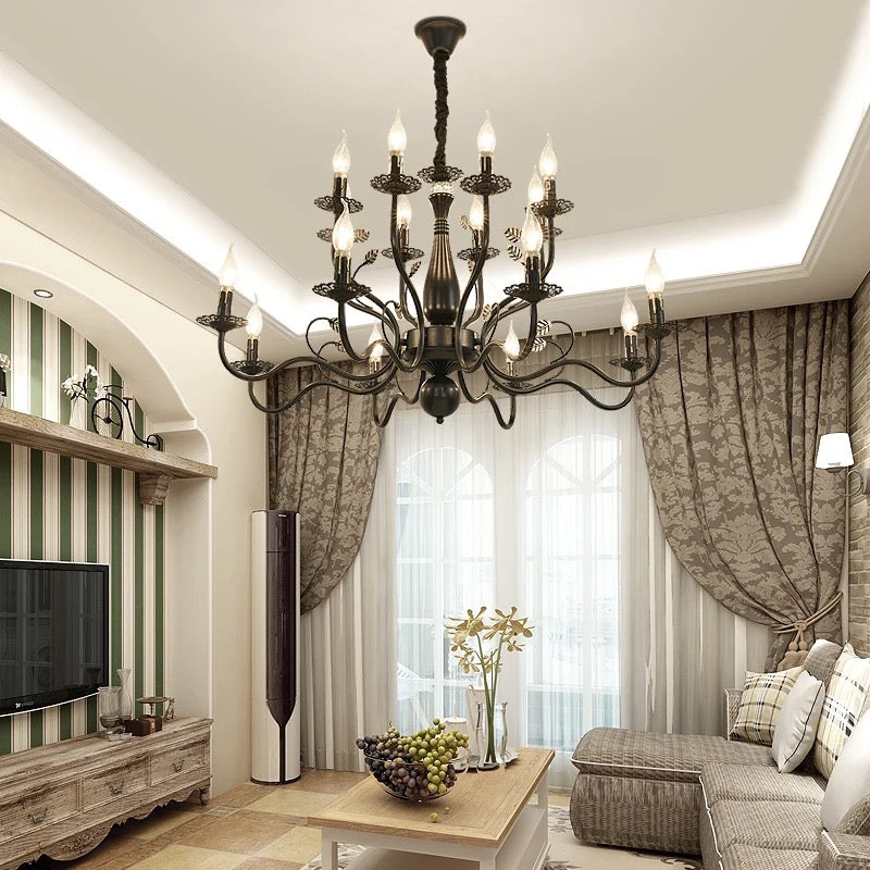 Chandelier American Country Design Black Iron Luxury Rustic Style Chandeliers