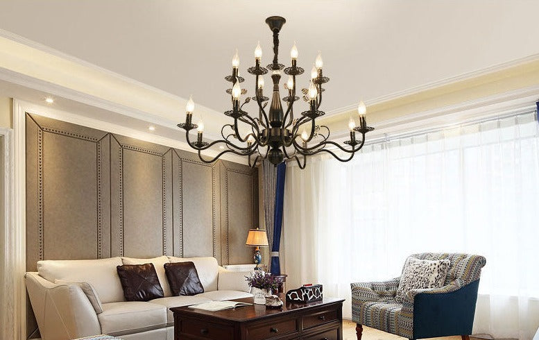 Chandelier American Country Design Black Iron Luxury Rustic Style Chandeliers