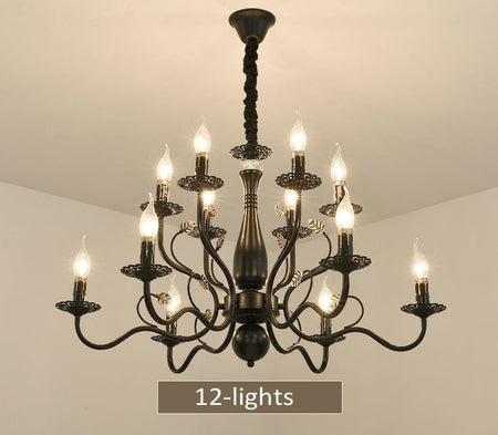 Chandelier American Country Design Black Iron Luxury Rustic Style Chandeliers