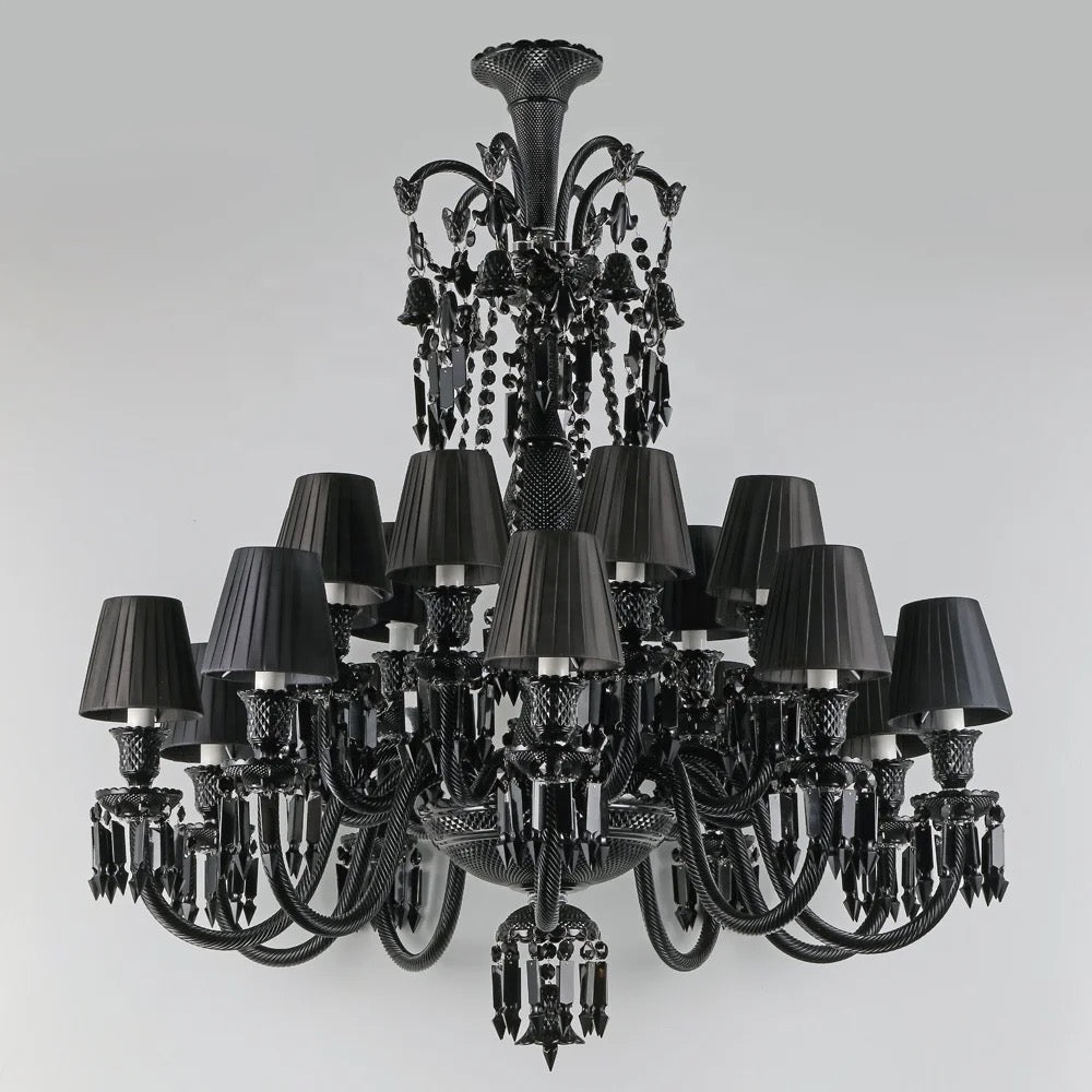 Chandelier French Style Luxury 18 Lights Black Crystal Chandelier Lights