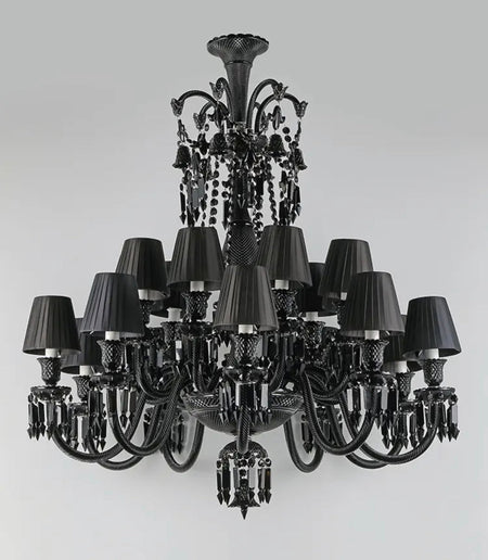 Chandelier French Style Luxury 18 Lights Black Crystal Chandelier Lights