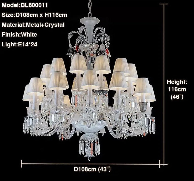 Chandelier French Style Luxury 18-24 Lights White Crystal Chandelier Lights