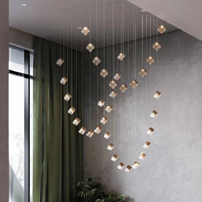 Chandelier Modern Staircase Pendant Light Attic Long Creative Ice Shape Hotel Office Home Pendant Lights