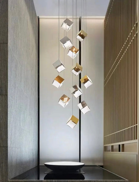 Chandelier Modern Staircase Pendant Light Attic Long Creative Ice Shape Hotel Office Home Pendant Lights