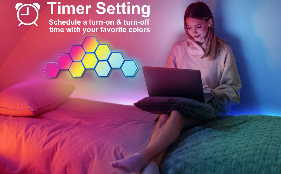 Wall Lamps 10PCS RGB Hexagon Panels App Control Music Timing Function Wall Lights