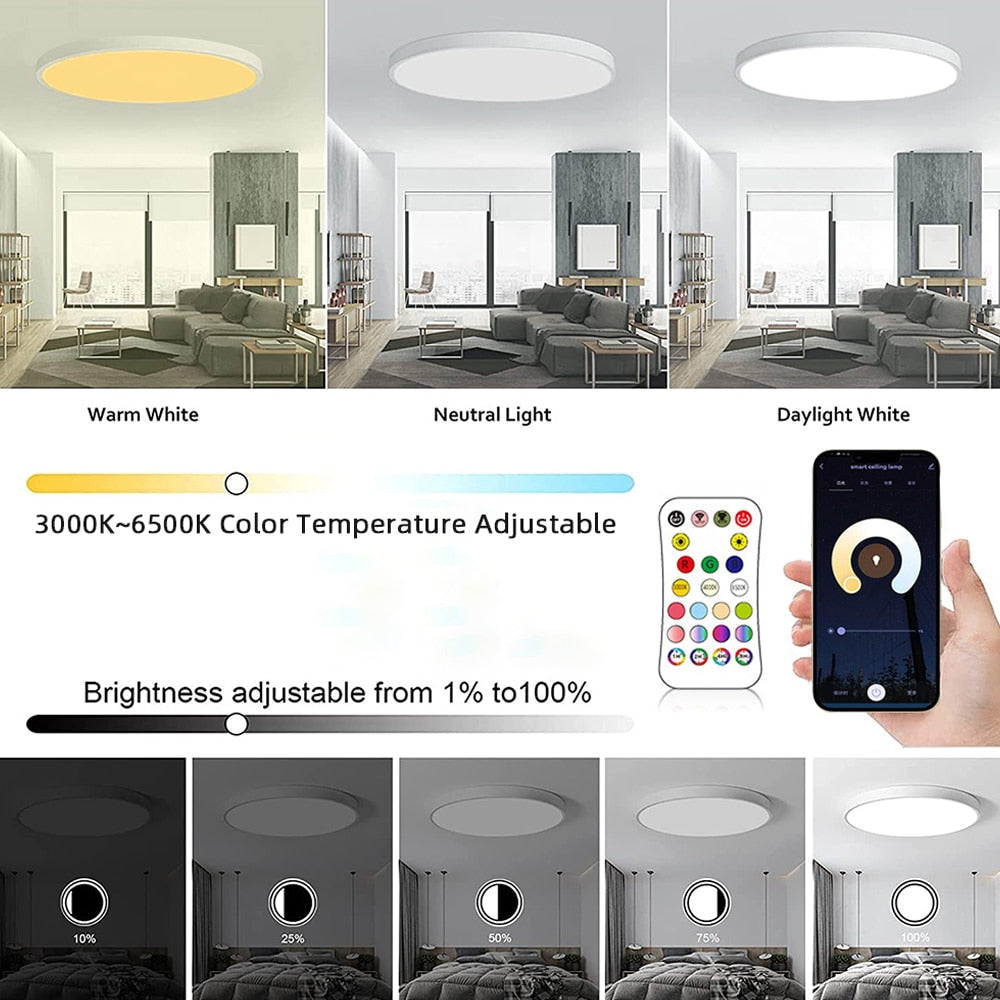 Ceiling Light Smart WIFI LED Round RGBCW Dimmable TUYA APP Alexa Google Compatible Ceiling Lights