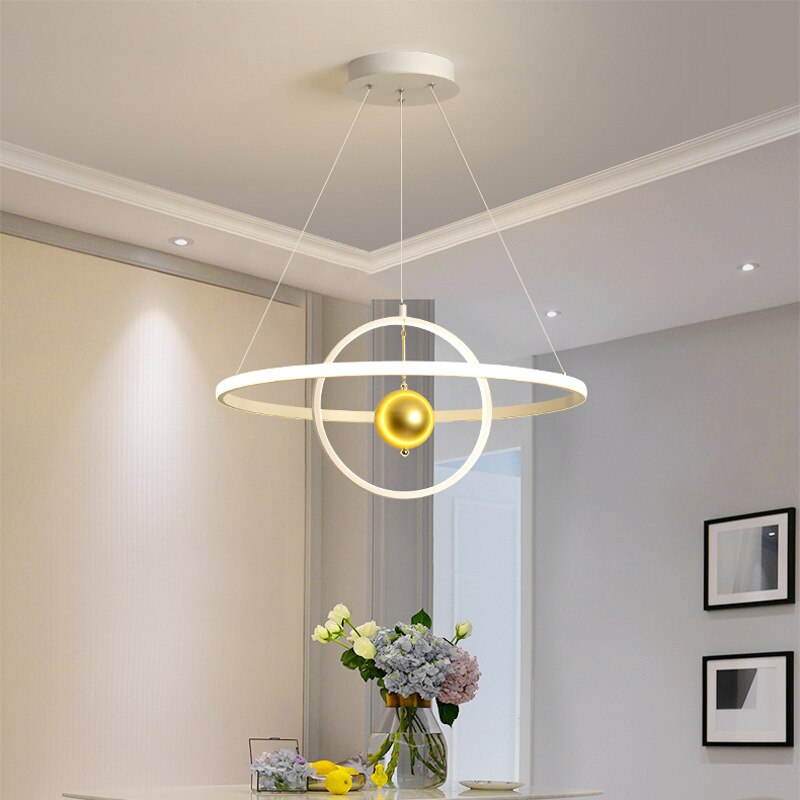 Pendant Light Modern Led Hanging Round Ring Planet Pendant Lights