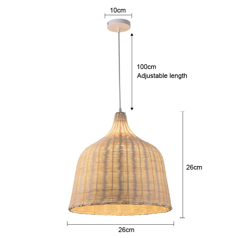 Pendant Light Bamboo Lamp Hand Knitted Weaving Hanging Wood Pendant Lights