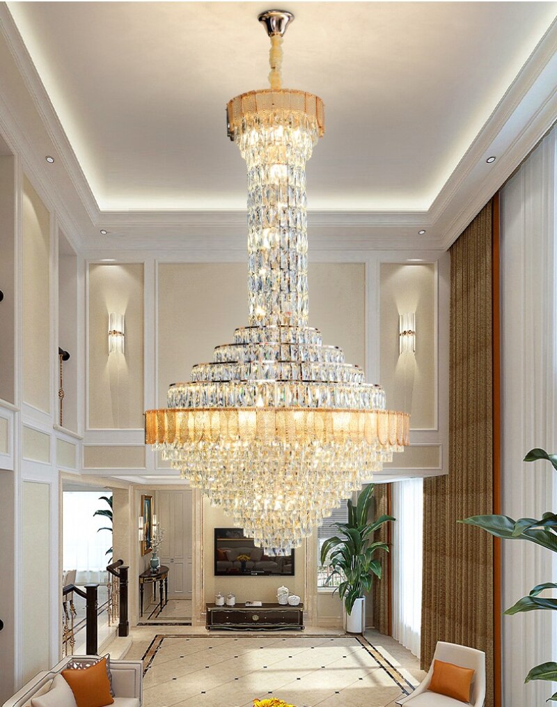 Chandelier Shell Crystal Living Room Hollow Hall Long Decorative Lighting Chandeliers