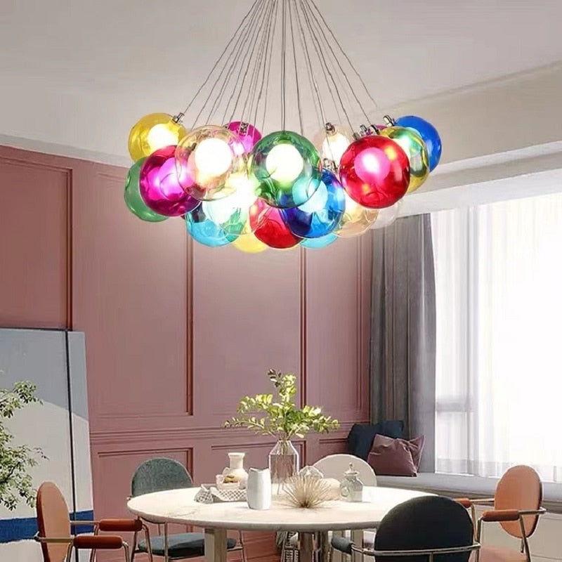 Children's Room Lighting Creative Glass Light Colorful Pendant Lamps Kids Room Hanging Lights