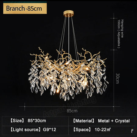 Chandelier Metal Hanging Lamp Hall Art Gold Nordic Crystal Lights Chandeliers 