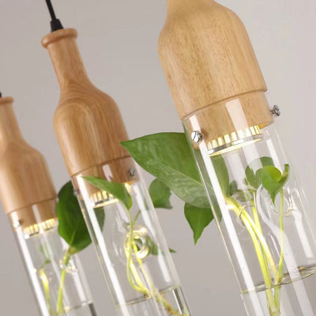 Hanging Lamp LED Plant Pendant Lights Wood Glass Hanging Lamp E27 Led Hanging Lamps