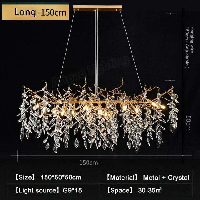 Chandelier Metal Hanging Lamp Hall Art Gold Nordic Crystal Lights Chandeliers 