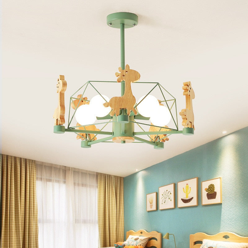 Children's Room Lighting Chandelier Kids Fixtures Wooden Room Lights