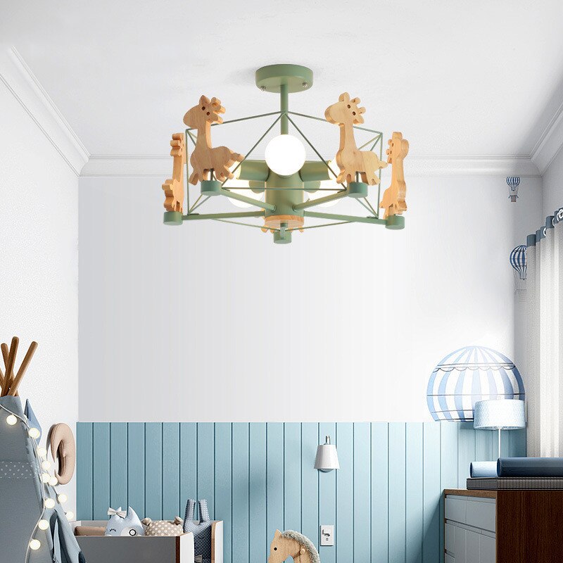 Children's Room Lighting Chandelier Kids Fixtures Wooden Room Lights