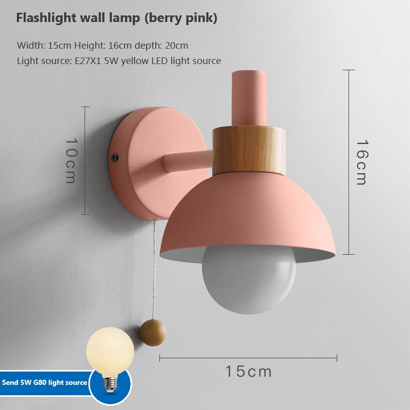 Wall Lamp Switch Modern Wood Sconce Lights Nordic LED Lamps