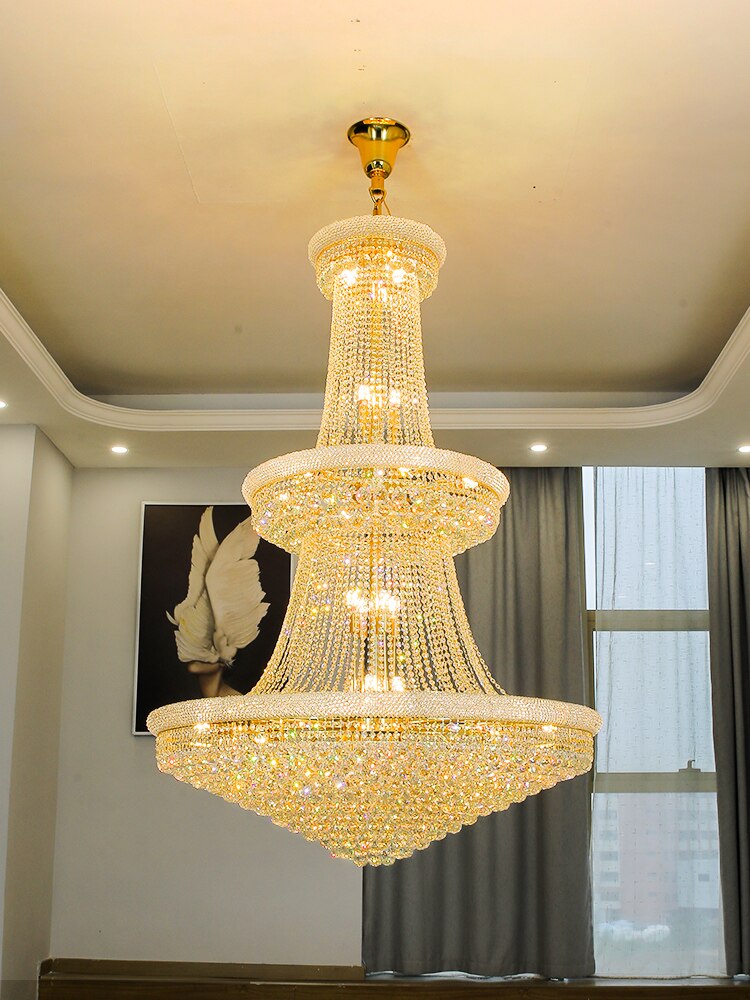 Chandelier Living Room Crystal High Ceiling Staircase European-Style Chandeliers