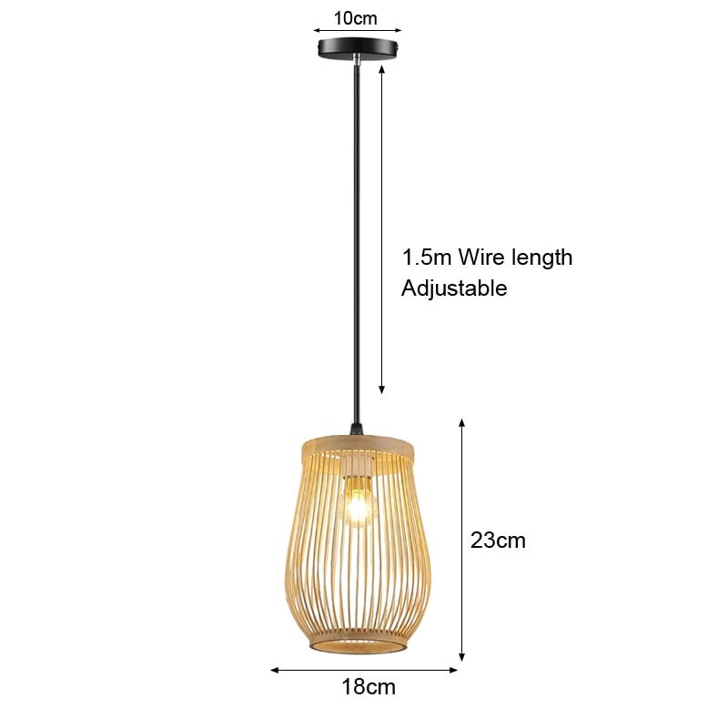 Pendant Light Bamboo Lamp Hand Knitted Weaving Hanging Wood Pendant Lights