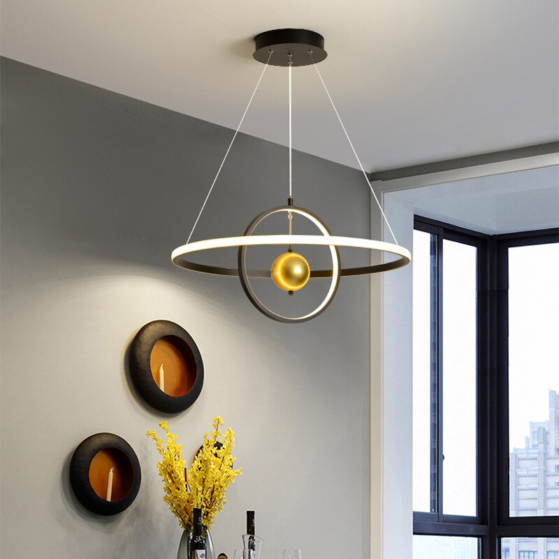 Pendant Light Modern Led Hanging Round Ring Planet Pendant Lights