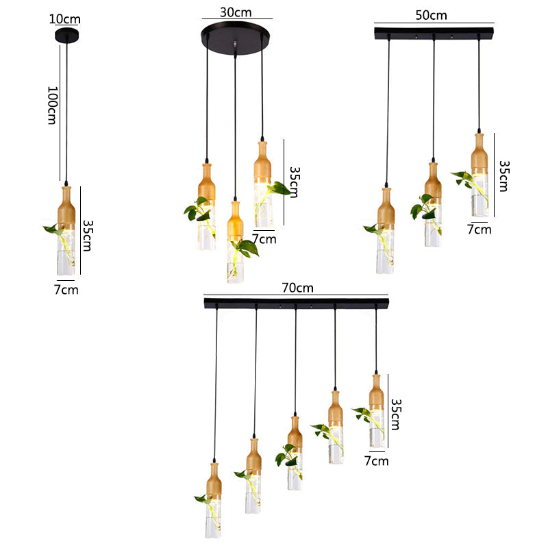 Hanging Lamp LED Plant Pendant Lights Wood Glass Hanging Lamp E27 Led Hanging Lamps