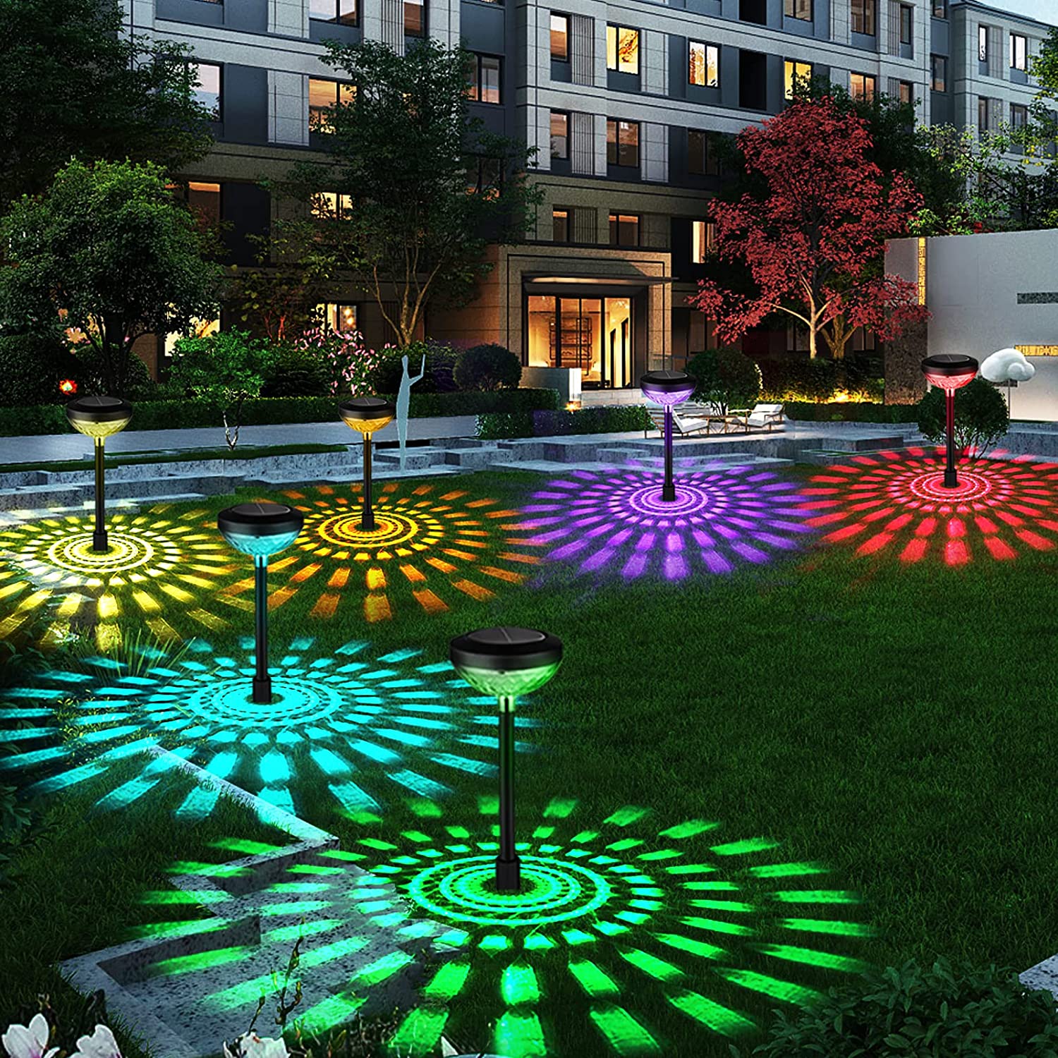 Outdoor Garden Lights Solar LED Light Outdoor RGB Color Changing Solar Pathway Lights