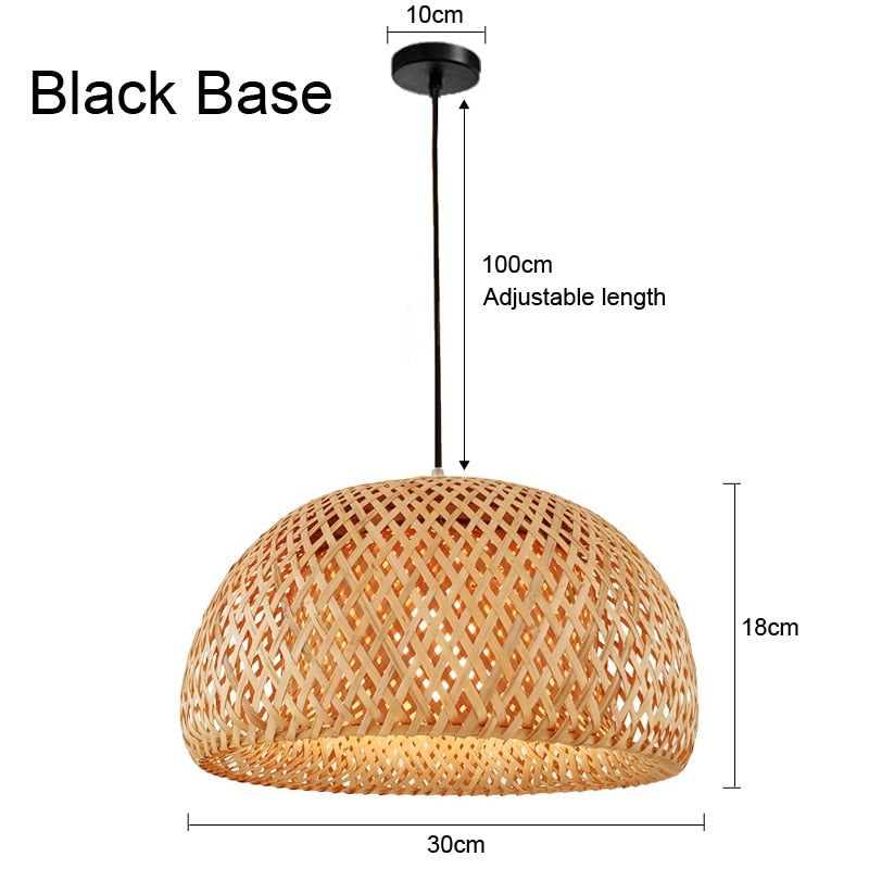 Pendant Light Bamboo Lamp Hand Knitted Weaving Hanging Wood Pendant Lights