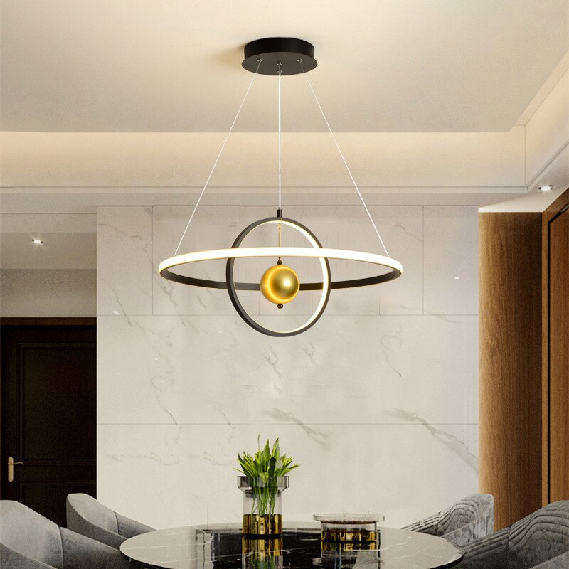 Pendant Light Modern Led Hanging Round Ring Planet Pendant Lights