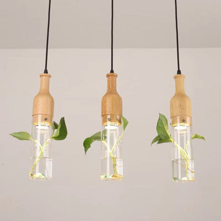 Hanging Lamp LED Plant Pendant Lights Wood Glass Hanging Lamp E27 Led Hanging Lamps