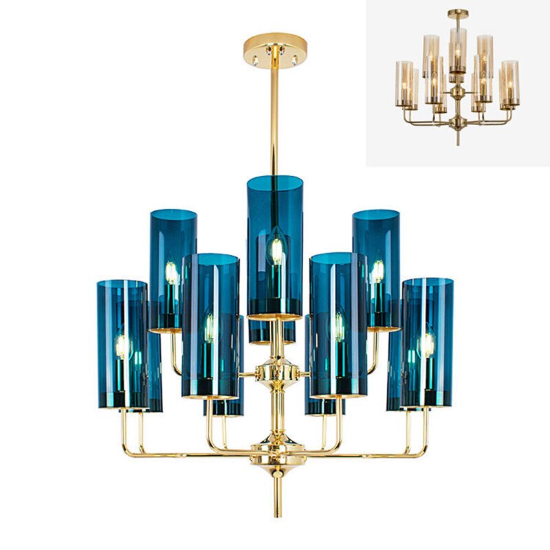 Pendant Light Nordic Light Postmodern Creative Golden Blue Glass Lampshade Chandelier Pendant Lights