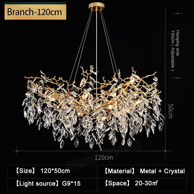 Chandelier Metal Hanging Lamp Hall Art Gold Nordic Crystal Lights Chandeliers 