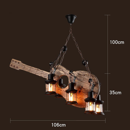 Chandelier Retro Solid Wood Hanging Vintage Old Boat Wooden Suspension indoor Pendant Lights