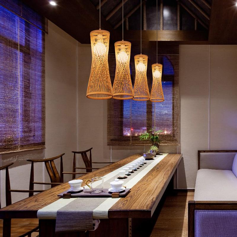 Pendant Light Bamboo Woven Hanging Light Ceiling Lamp Pendant Lights