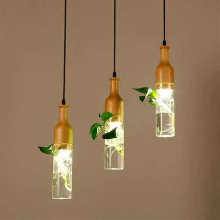 Hanging Lamp LED Plant Pendant Lights Wood Glass Hanging Lamp E27 Led Hanging Lamps