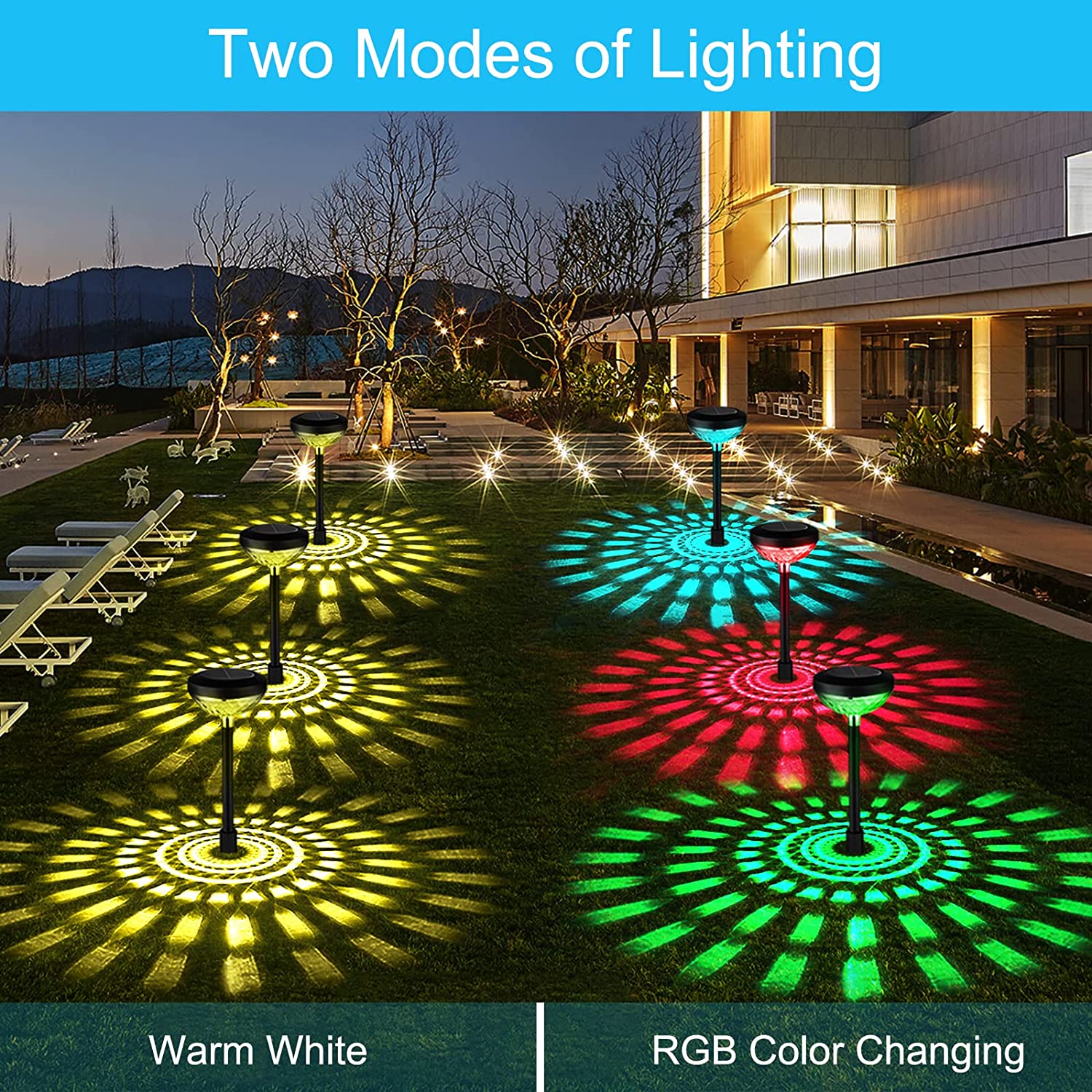 Outdoor Garden Lights Solar LED Light Outdoor RGB Color Changing Solar Pathway Lights