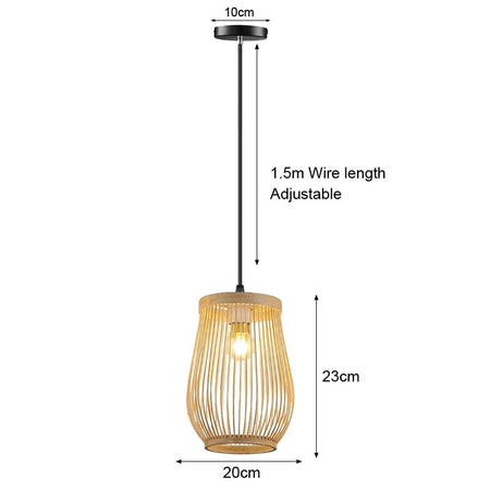 Pendant Light Bamboo Lamp Hand Knitted Weaving Hanging Wood Pendant Lights