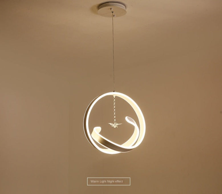 Pendant Light LED White Hanging Fixture Bird Modern Round Pendant Lights